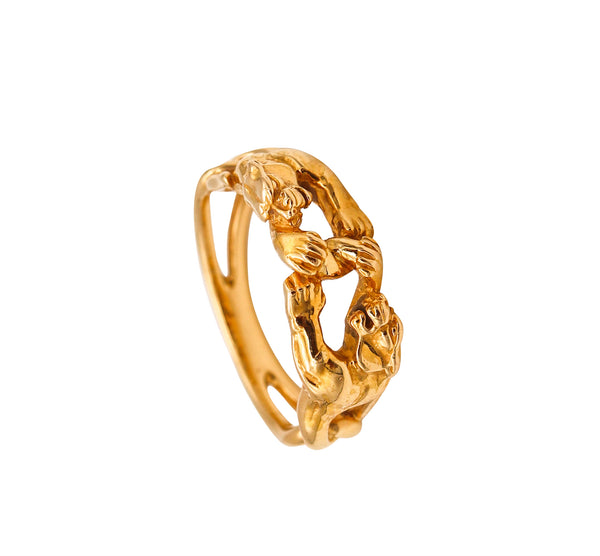 *Carrera & Carrera Double Panthers ring in solid 18 kt Yellow Gold