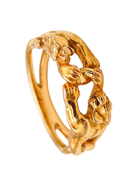 *Carrera & Carrera Double Panthers ring in solid 18 kt Yellow Gold