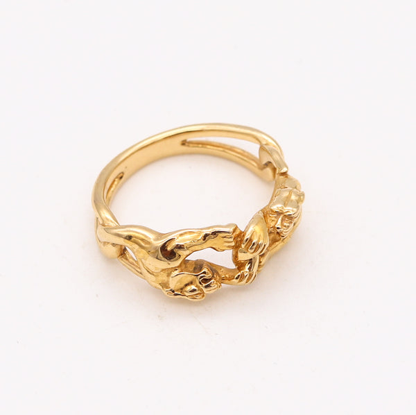 *Carrera & Carrera Double Panthers ring in solid 18 kt Yellow Gold