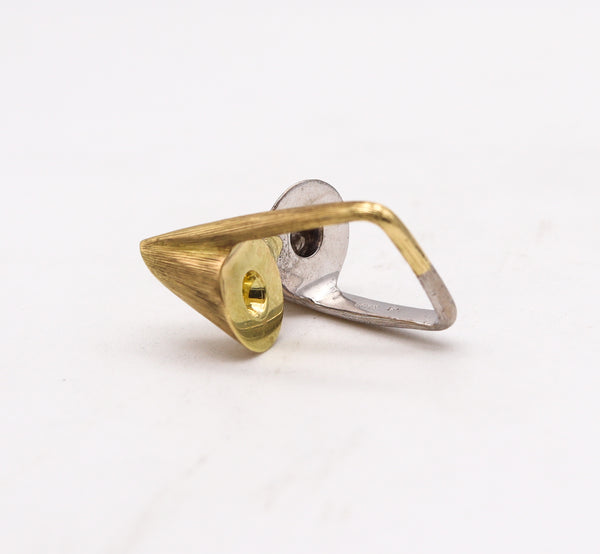 Bruno Guidi 1970 Brazil Toi Et Moi Sculptural Ring In 18Kt Gold With Diamonds