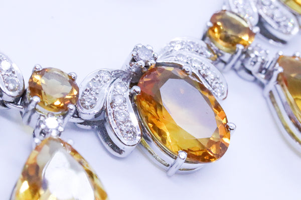 NECKLACE AND EARRINGS 18 KT SUITE WITH 308.16 Cts OF DIAMONDS & ORANGE CITRINE