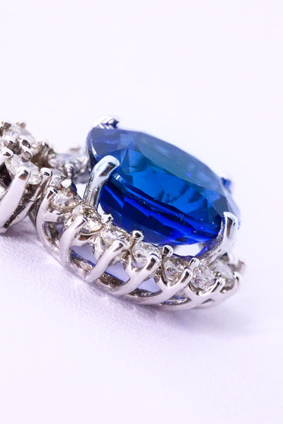 BLUE SAPPHIRE & DIAMONDS SET OF EARRINGS AND PENDANT