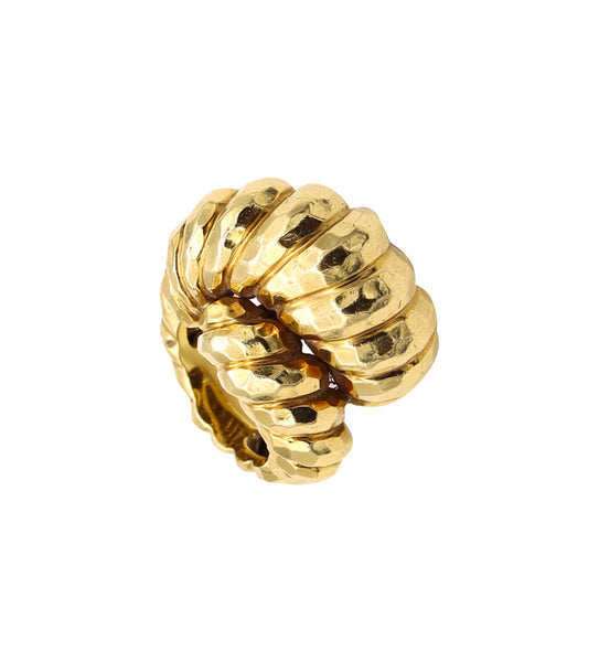 Henry Dunay 1970 New York Cocktail Knot Ring In Solid Faceted 18Kt Yellow Gold