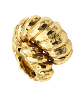 Henry Dunay 1970 New York Cocktail Knot Ring In Solid Faceted 18Kt Yellow Gold