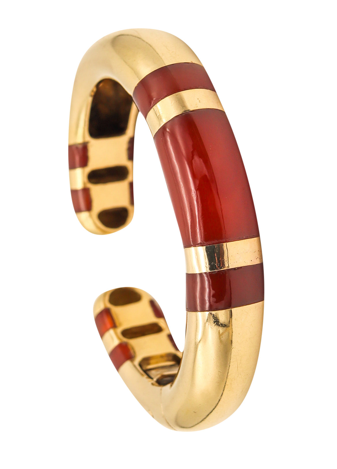 Tiffany And Co 1973 Sonia Younis Bracelet Cuff In 18Kt Yellow Gold With Reddish Carnelian