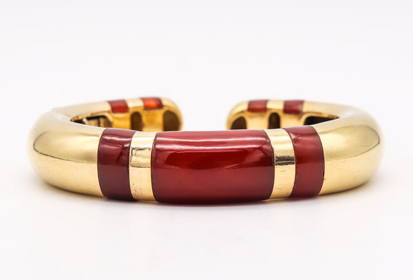 Tiffany And Co 1973 Sonia Younis Bracelet Cuff In 18Kt Yellow Gold With Reddish Carnelian