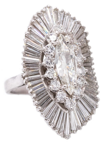 *Platinum 1950 Convertible Ballerina cocktail ring-pendant with 5.91 cts in calibrated VS diamonds