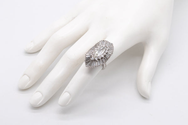 *Platinum 1950 Convertible Ballerina cocktail ring-pendant with 5.91 cts in calibrated VS diamonds