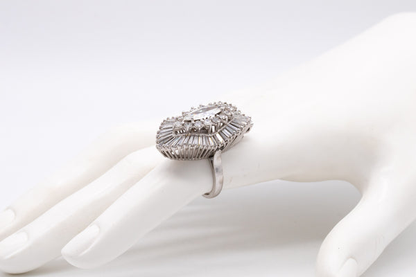 *Platinum 1950 Convertible Ballerina cocktail ring-pendant with 5.91 cts in calibrated VS diamonds
