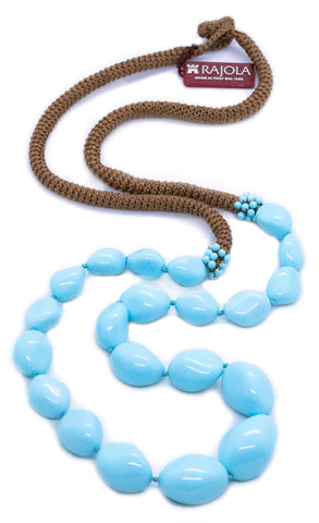 RAJOLA ITALY BLUE TURQUOISE GEMSTONES GRADUATED NECKLACE