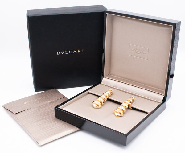 BVLGARI ROMA, CELTICA 18 KT LONG EARRINGS WITH 1.55 Cts OF VS DIAMONDS