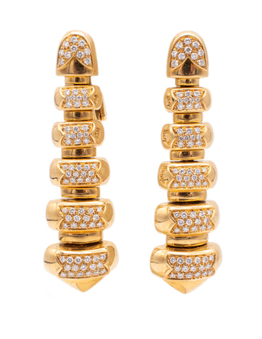 BVLGARI ROMA, CELTICA 18 KT LONG EARRINGS WITH 1.55 Cts OF VS DIAMONDS