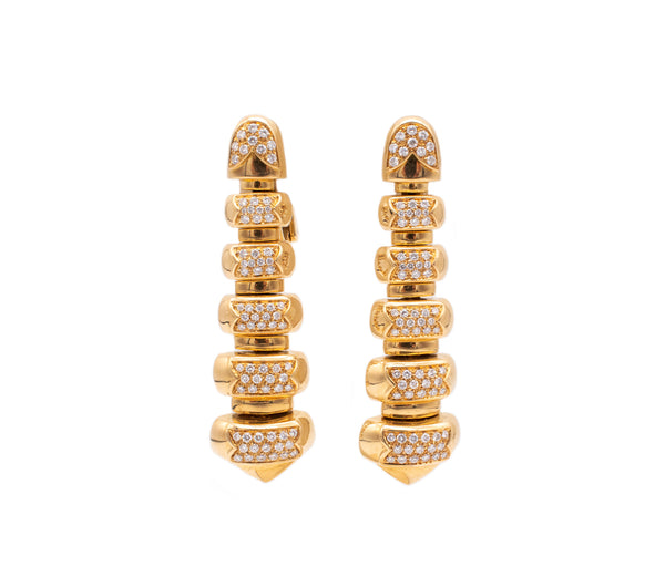 BVLGARI ROMA, CELTICA 18 KT LONG EARRINGS WITH 1.55 Cts OF VS DIAMONDS