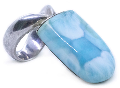 ELENA GUERRERO MASSIVE LARIMAR GEMSTONE STERLING SILVER MODERN RING