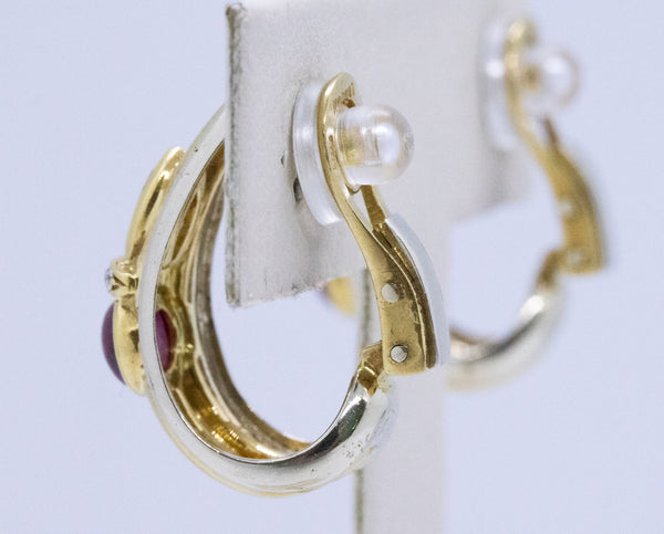 Chaumet Paris Clips Earrings In 18Kt Gold With 2.34 Cts In Rubies Sapphires And Diamonds