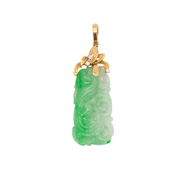 Vintage Pendant With Organic Motifs In 18Kt Gold With 23.06 Cts In Jade Diamonds