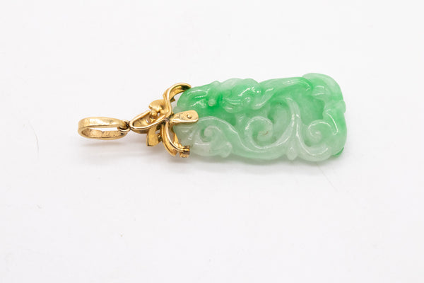 Vintage Pendant With Organic Motifs In 18Kt Gold With 23.06 Cts In Jade Diamonds