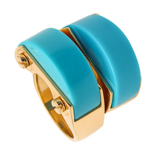 Aletto Brothers Sculptural Cocktail Ring In 18Kt Yellow Gold With Turquoises