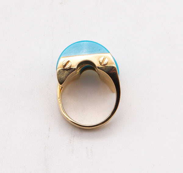 Aletto Brothers Sculptural Cocktail Ring In 18Kt Yellow Gold With Turquoises