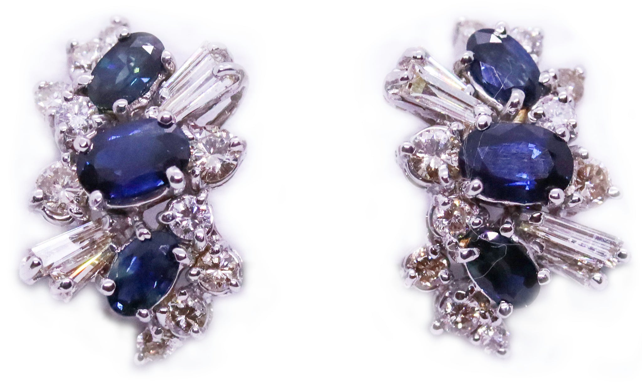 SAPPHIRE AND DIAMONDS CLASSICAL 18 KT GOLD EARRINGS