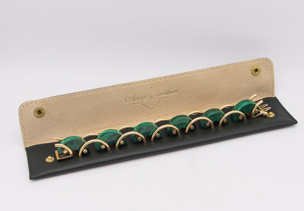 Aletto Brothers Sculptural Bracelet In 18Kt Yellow Gold With Carved Malachite