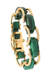 Aletto Brothers Sculptural Bracelet In 18Kt Yellow Gold With Carved Malachite