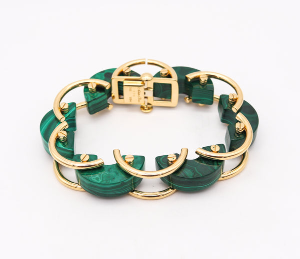 Aletto Brothers Sculptural Bracelet In 18Kt Yellow Gold With Carved Malachite