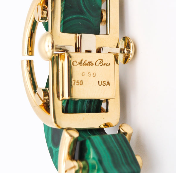 Aletto Brothers Sculptural Bracelet In 18Kt Yellow Gold With Carved Malachite