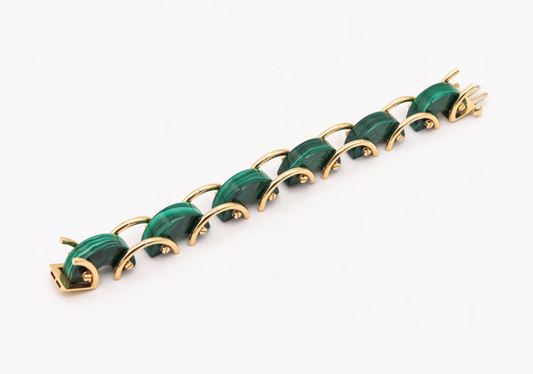 Aletto Brothers Sculptural Bracelet In 18Kt Yellow Gold With Carved Malachite