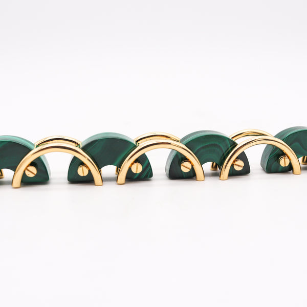 Aletto Brothers Sculptural Bracelet In 18Kt Yellow Gold With Carved Malachite