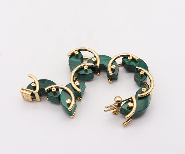 Aletto Brothers Sculptural Bracelet In 18Kt Yellow Gold With Carved Malachite