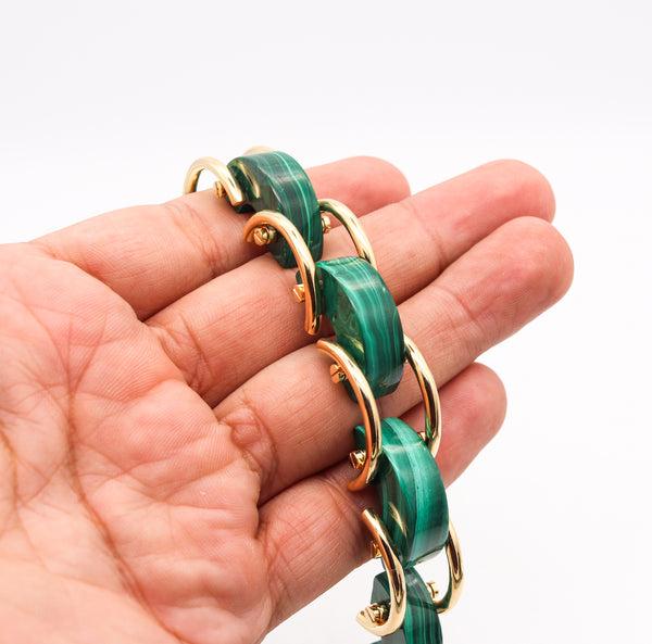 Aletto Brothers Sculptural Bracelet In 18Kt Yellow Gold With Carved Malachite