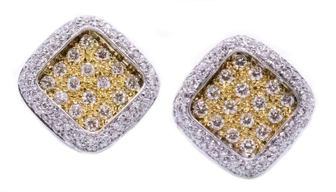 DIAMONDS CLUSTER PAVEE 18 KT GOLD PAIR OF EAR CLIPS