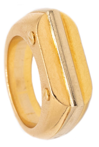 CARTIER PARIS 1970 GEOMETRIC TRINITY RING IN THREE TONES OF 18 KT GOLD