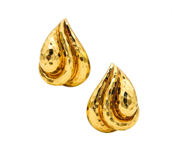 Henry Dunay New York Large Clip Earrings In Solid Faceted 18kt Yellow Gold