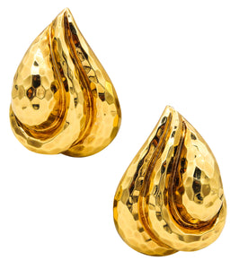 Henry Dunay New York Large Clip Earrings In Solid Faceted 18kt Yellow Gold