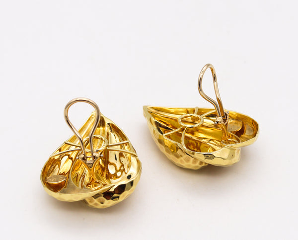 Henry Dunay New York Large Clip Earrings In Solid Faceted 18kt Yellow Gold