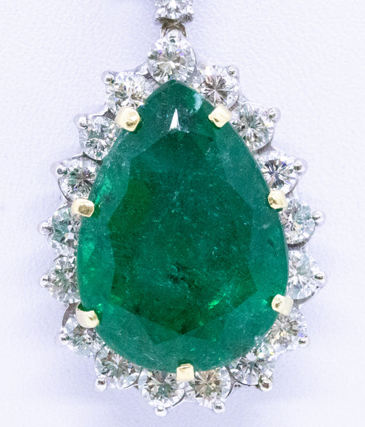 GIA CERTIFIED RARE 21.78 CARATS EMERALD 18 KT GOLD NECKLACE WITH 18.29 Ctw DIAMONDS