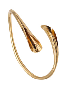 Timothy Grannis 1970 Sculptural Lilies Bangle Cuff Bracelet In 14Kt Yellow Gold
