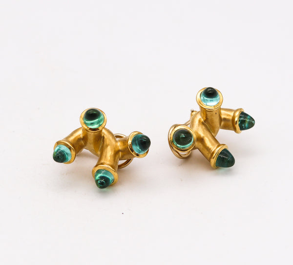 -Angela Cummings 1985 Geometric Earrings In 18Kt Yellow Gold With 9.20 Ct Tourmalines