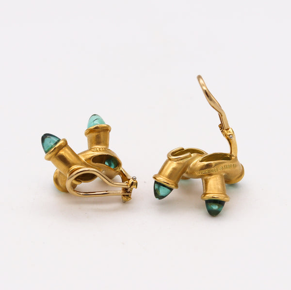 -Angela Cummings 1985 Geometric Earrings In 18Kt Yellow Gold With 9.20 Ct Tourmalines