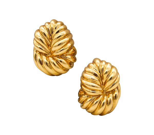 David Webb Great Textured Clip-On Earrings In Textured Solid 18Kt Yellow Gold