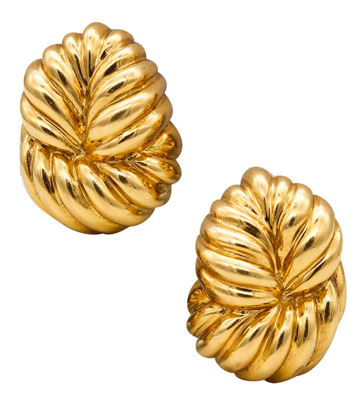 David Webb Great Textured Clip-On Earrings In Textured Solid 18Kt Yellow Gold