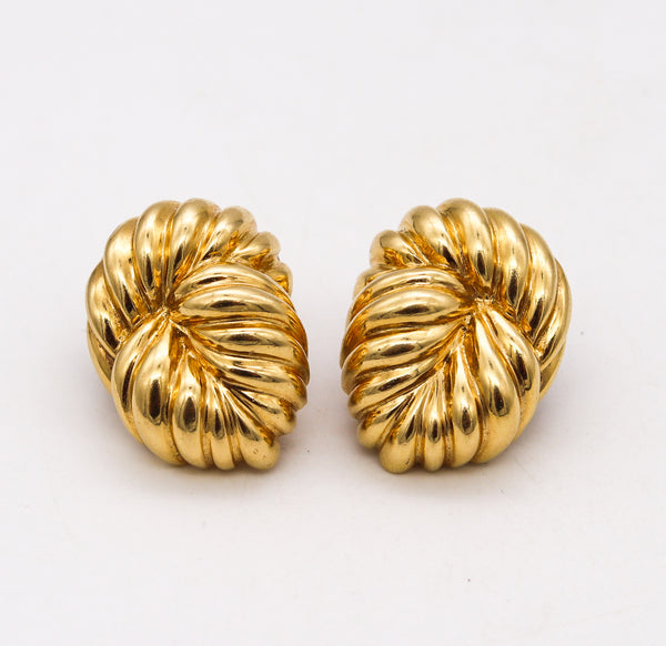 David Webb Great Textured Clip-On Earrings In Textured Solid 18Kt Yellow Gold