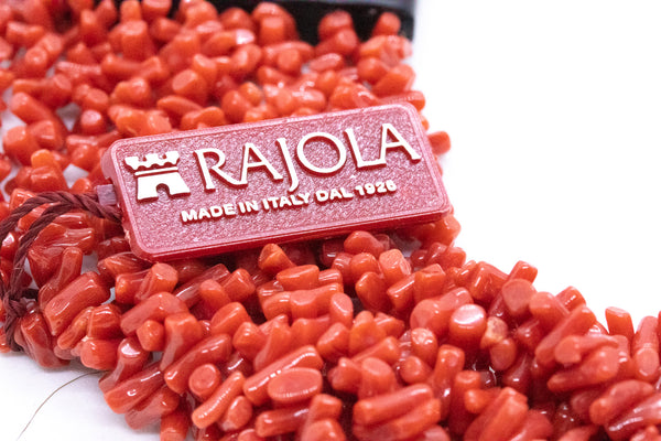 RAJOLA ITALY 18 KT EBONY WOOD & SARDINIA RED CORAL NECKLACE