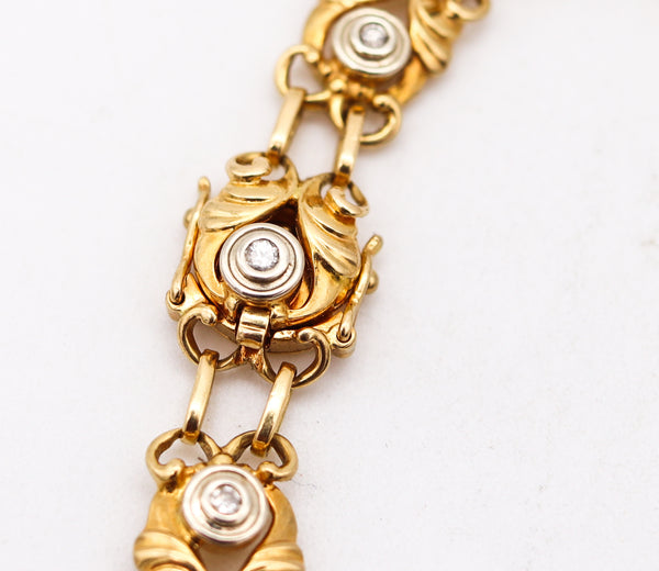 -Georg Jensen 1932-1945 Links Bracelet # 249 In 18Kt Gold With Diamonds