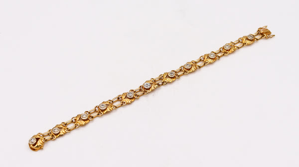 -Georg Jensen 1932-1945 Links Bracelet # 249 In 18Kt Gold With Diamonds