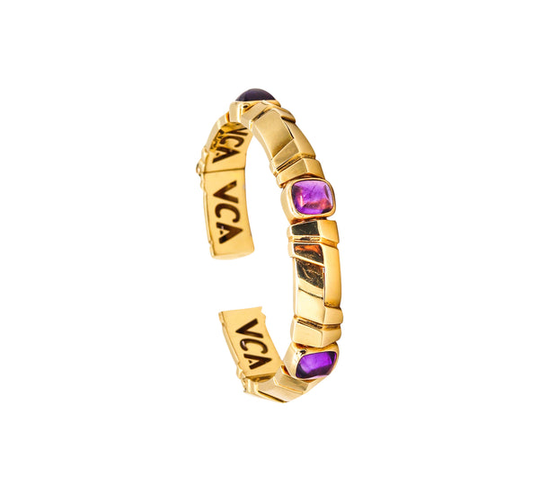 VAN CLEEF & ARPELS Paris Modern Cuff Bracelet In 18Kt Yellow Gold With 3 Amethyst