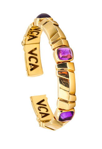 VAN CLEEF & ARPELS Paris Modern Cuff Bracelet In 18Kt Yellow Gold With 3 Amethyst