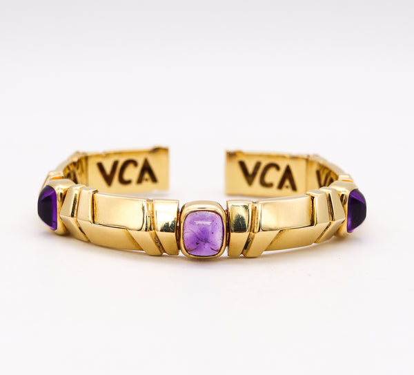 VAN CLEEF & ARPELS Paris Modern Cuff Bracelet In 18Kt Yellow Gold With 3 Amethyst